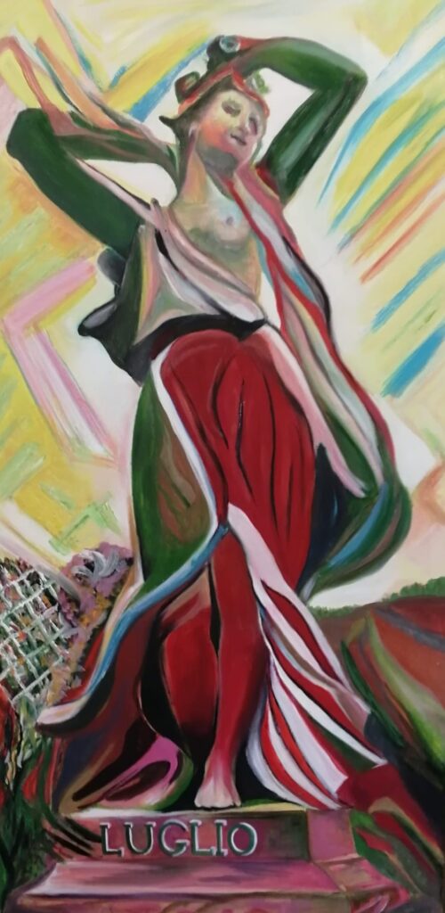 Maria Teresa Infante
Che sembianze elastiche e sinuose con i colori che irraggiano intorno alla figura la quale esprime un senso di raggiunta consapevolezza di sé...di libertà di essere al femminile